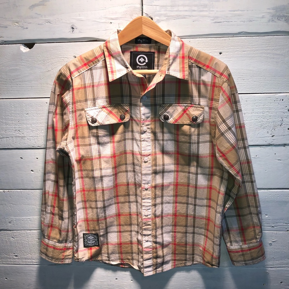 L.R.G. Plaid Button Down Blouse SZ L